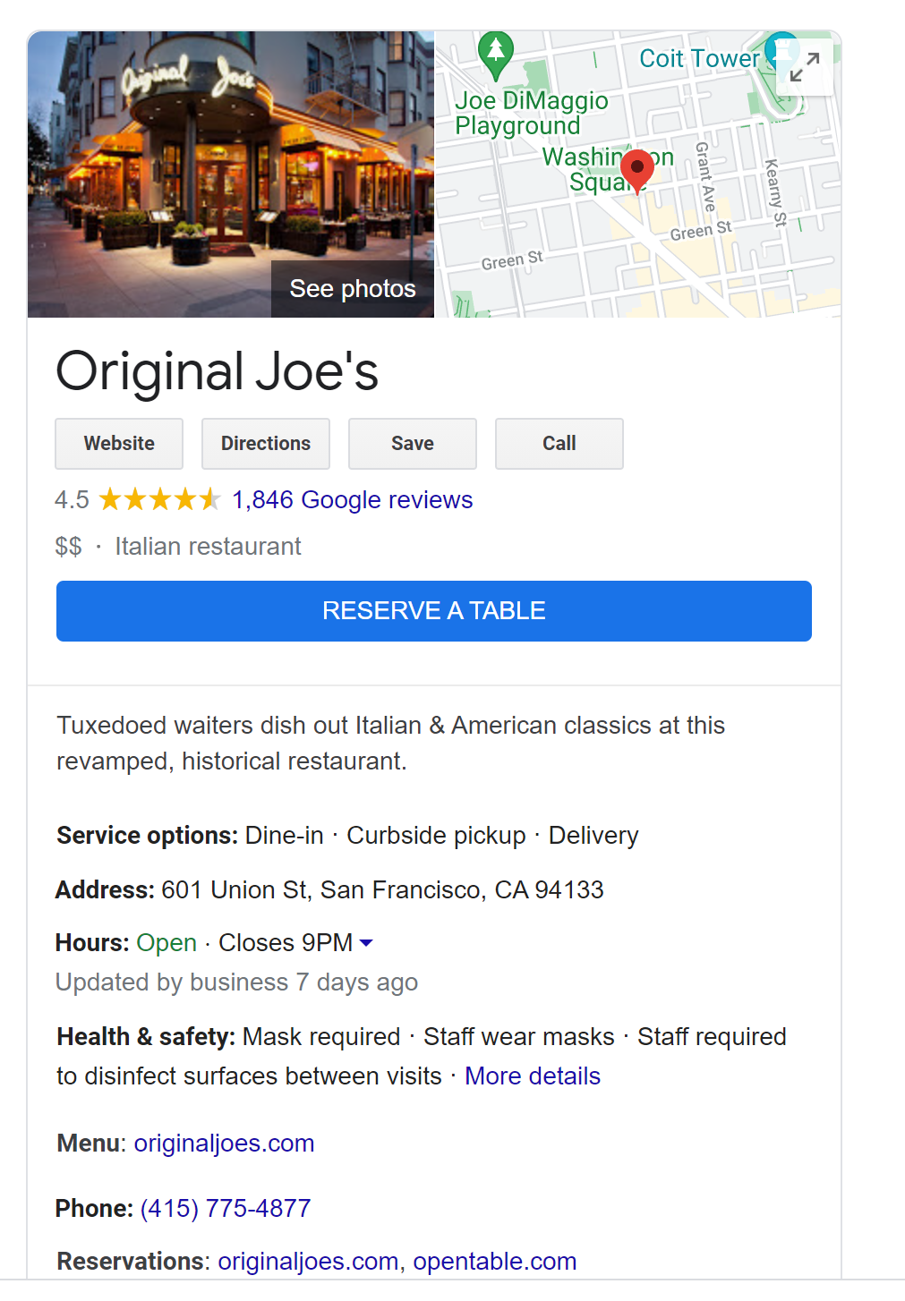 A Sample Google My Business Listing